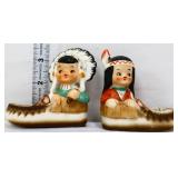 Vntg Native American sitting kids salt/pepper set