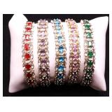 Lot of 5 gemstone bangle bracelets, lab created