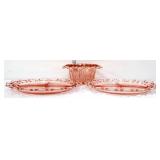 3 piece pink depression glass lot