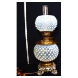Vntg white opalescent hobnail lamp, loose