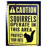 Metal Caution Squirrels Protect Nuts sign