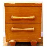 MCM blonde 2 drawer nightstand see photos