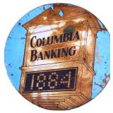 Vntg metal 32in Columbia Banking adv sign NO SHIP
