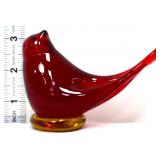 Amberina glass 3in bird figure