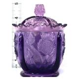 Fenton violet thistle 5in jar w/ lid