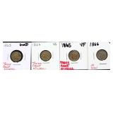 Lot of 4 3 cent nickels