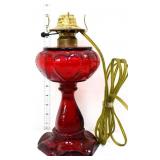 Red glass electrified lamp