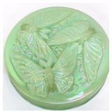 Fenton sea mist green butterfly lid dresser box