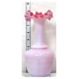 Vintage white glass vase w/ pink interior