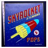 Metal Skyrocket Pops sign