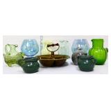 Mixed estate lot, inc blue/green glassare