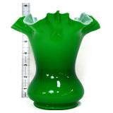 Fenton ivy green overlay 7in vase
