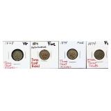 Lot of 4 3 cent nickels