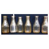 Lot of 6 vintage glass milk bottles