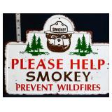 Metal Please Help Smokey Prevent Fires sign