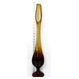 MCM smokey amber 24in swung vase