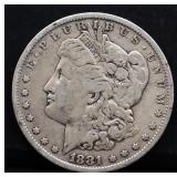 1881 Morgan silver dollar