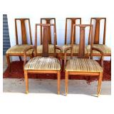 Lot of 6 MCM dining chairs w stripe fabric see pic