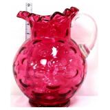 Fenton cranberry coin dot 8in pitcher