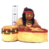 Vntg Native American woman basket dish