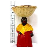 Vntg cast iron americana lady w/ basket on head
