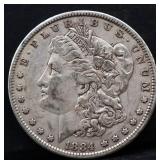 1884 Morgan silver dollar