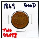 1864 2 cent coin