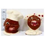 Pair vntg americana chef face salt/pepper set