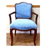 Vintage French armchair w/ blue fabric