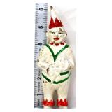 Vintage cast iron white 6in clown figural bank