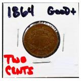1864 2 cent coin