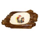 Vntg 18.5in Native American portrait dish