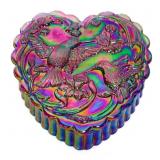 Fenton carnival heart shape hummingbird dresserbox