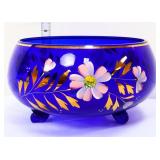 Vntg Egermann Czech cobalt 7in footed bowl