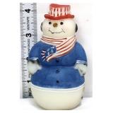 Fenton patriotic Mr Snowman figure, blue coat
