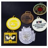 Lot of 6 advertising equipment watch fobs