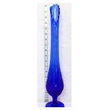 Fenton blue thumbprint 18in swung vase