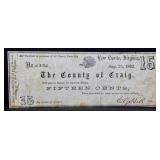 1862 Craig Co New Castle VA 15 cent note