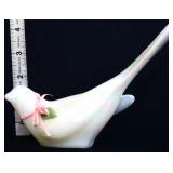 Fenton white iridescent bird of happiness figure