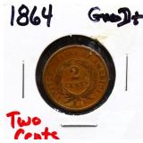 1864 2 cent coin