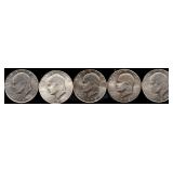 Lot of 5 1972 Ike dollar coins