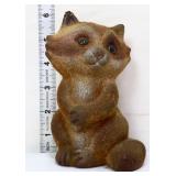 Vintage 6in figural raccoon coin bank