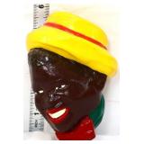 Vntg americana chalkware man face wall plaque