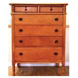 Vintage birds eye maple 2 over 4 tall chest