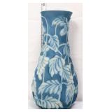 Vntg 12in blue/white Phoenix Glass leaf vase