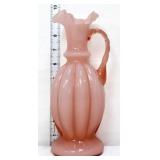 Fenton 9in pink overlay melon pitcher