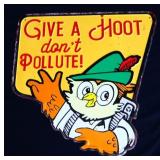 Metal Woodsy Owl Give A Hoot waving sign