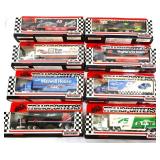 Lot of 8 Matchbox Race Team semi trucks in boxes