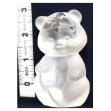 Fenton clear satin teddy bear w/ etched butterfly