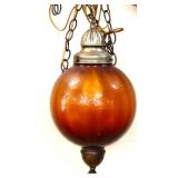 MCM amber globe swag lamp